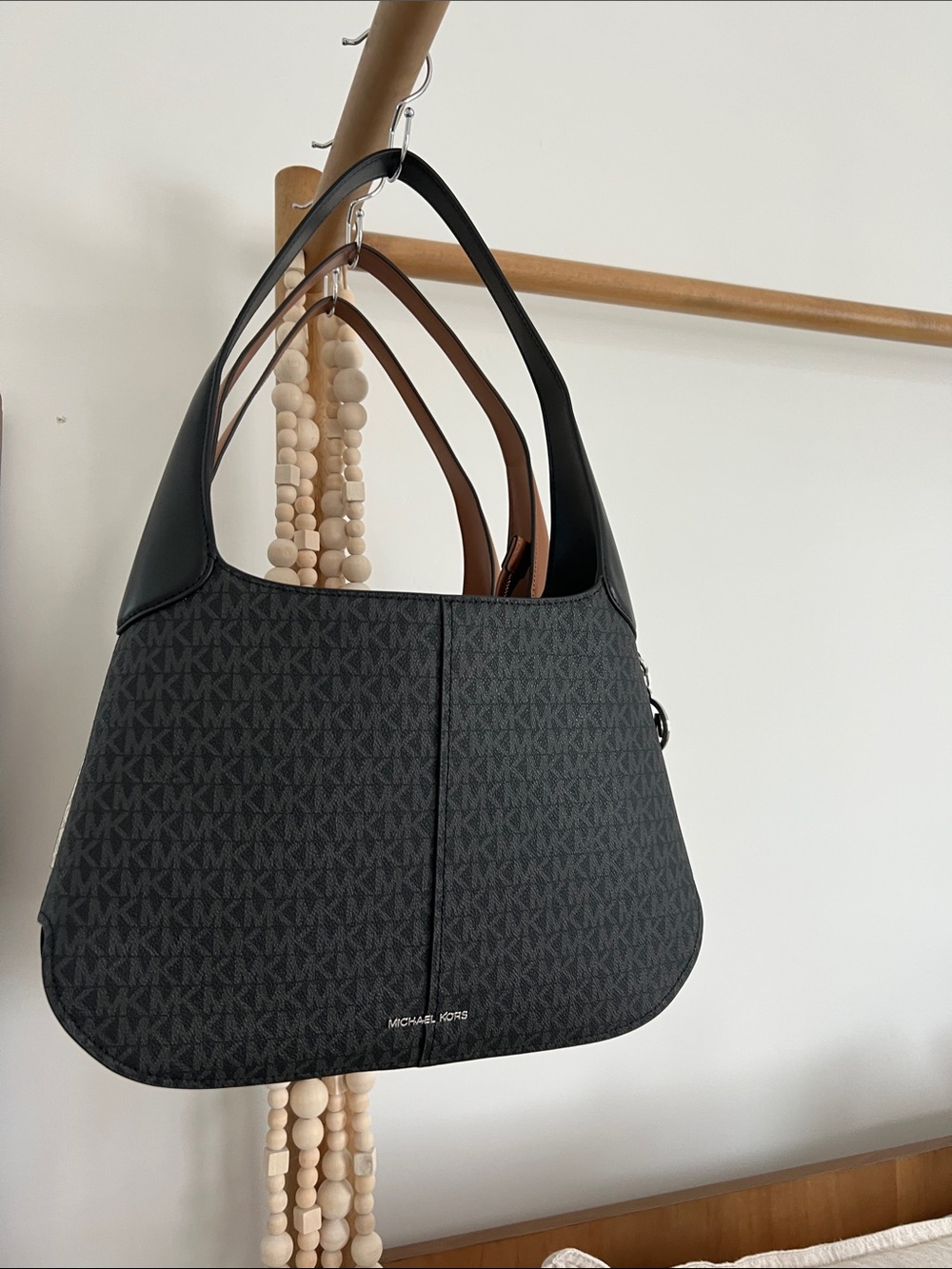 Michael Kors Black MK Logo Hobo Shoulder Bag